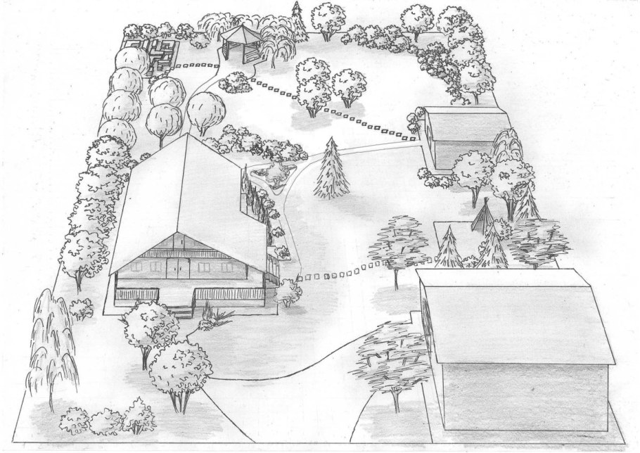 Дачный домик акварель