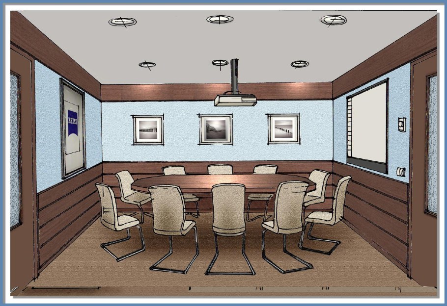 Интерьер комнаты с растениями карандашом