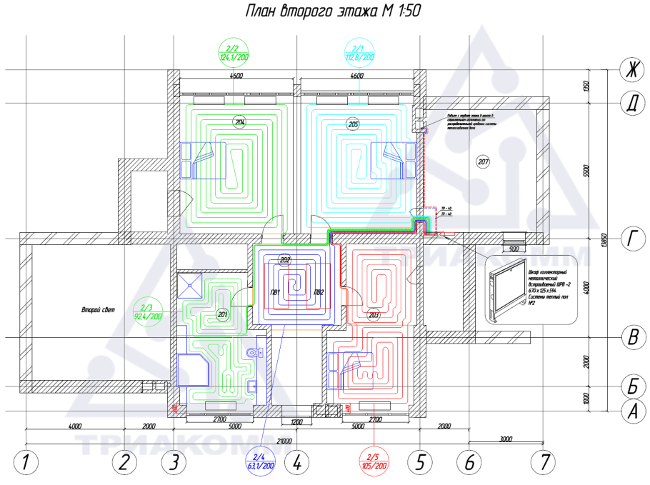 Схема теплого пола чертеж