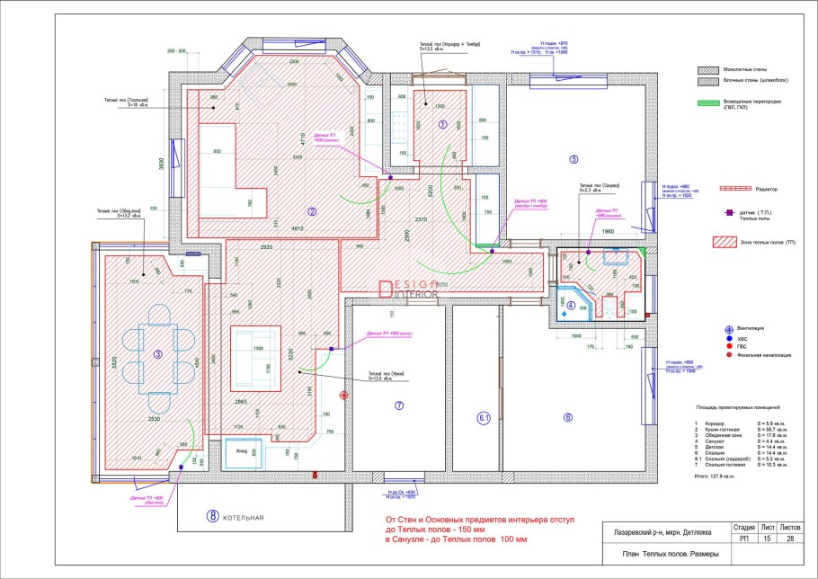 План тёплого пола чертежи Примечания