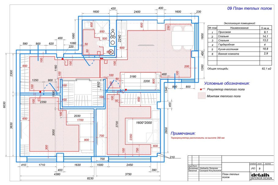 Дизайн проект план теплого водяного плана