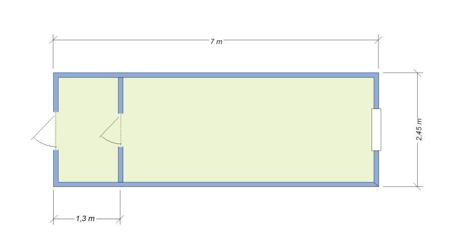 Бытовка Дачная планировка 6х2