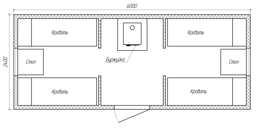 Чертеж каркасной бытовки 3х4