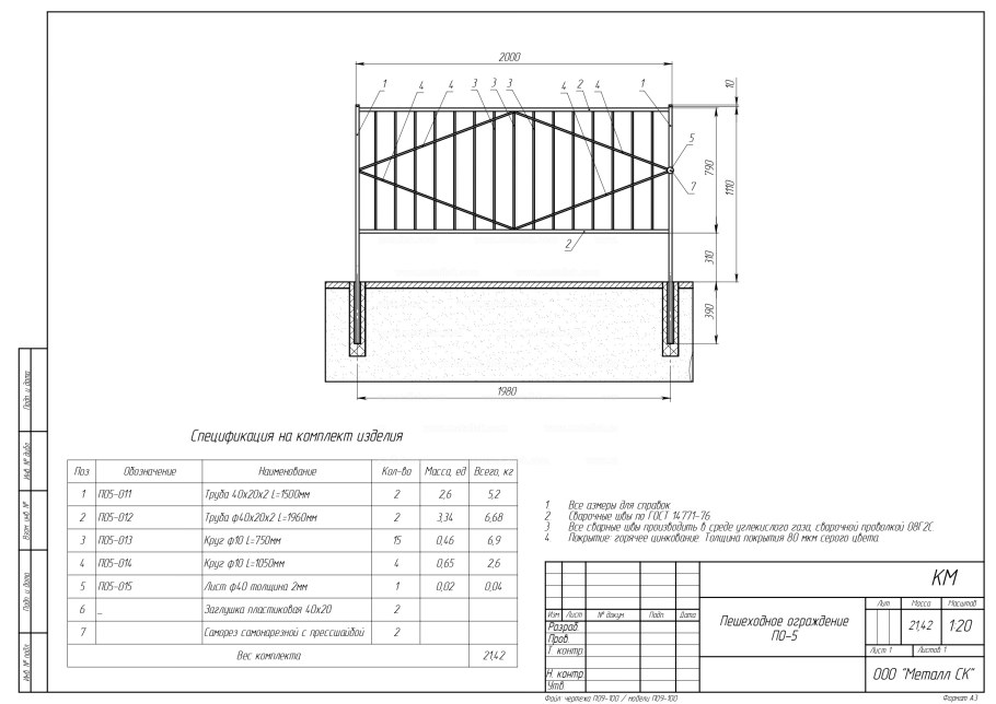 Мостовое перильное ограждение чертежи