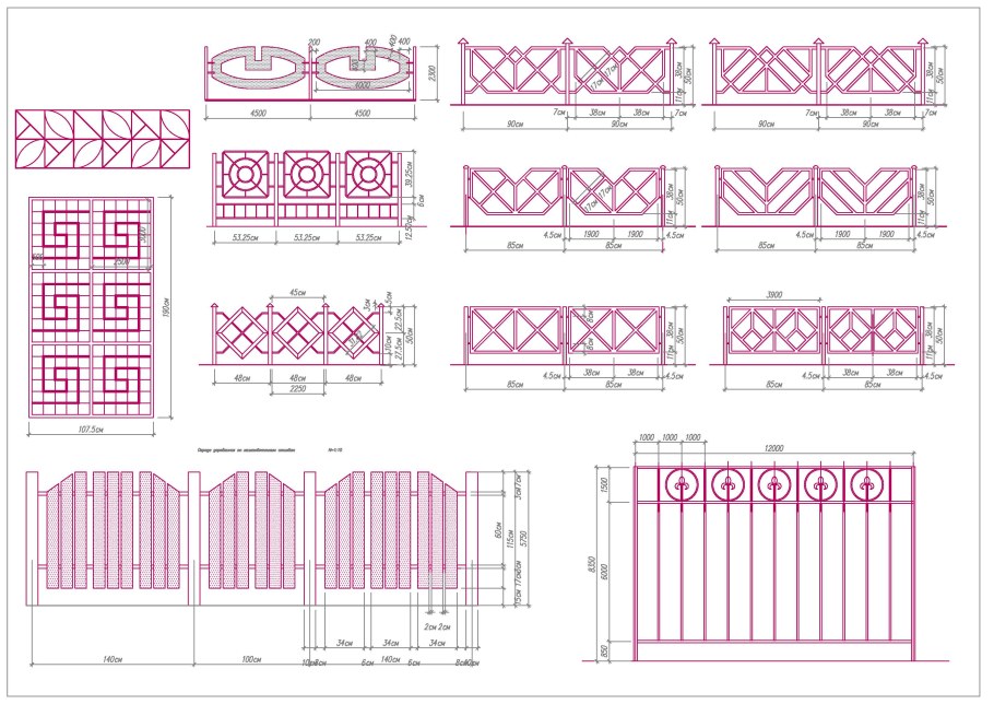 Ворота распашные 4 метра из профильной трубы и профлиста чертеж