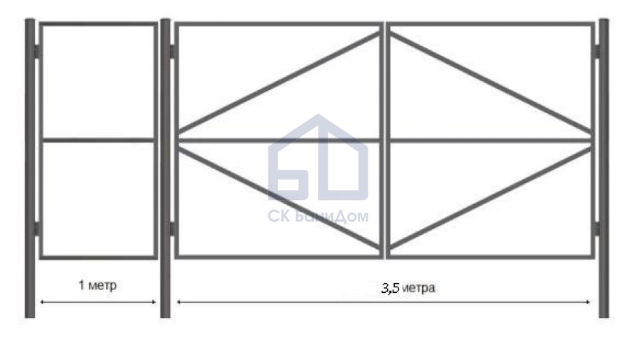Чертеж гаражных ворот 4х3