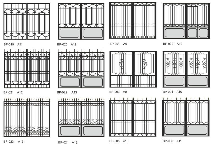 Чертёж ворот холодная ковки Размеры