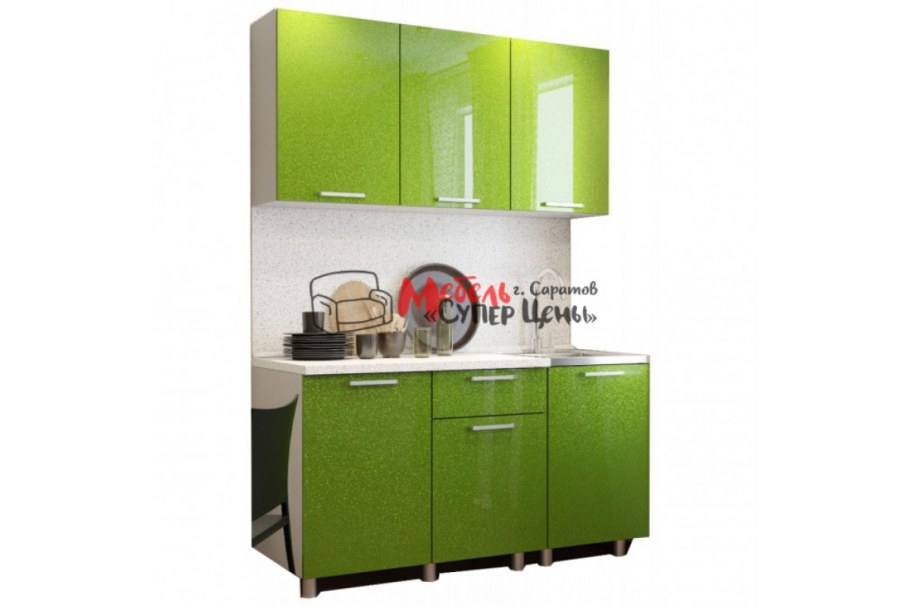 Кухня блестки олива 1.5м БТС