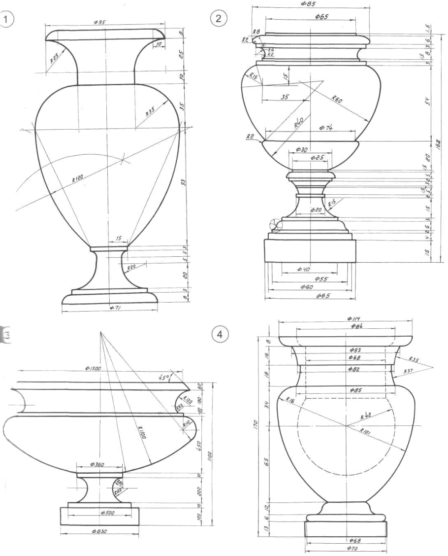 Построение каннелюр Ионического ордера