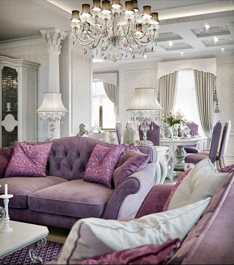 Гостиная в лавандовом цвете