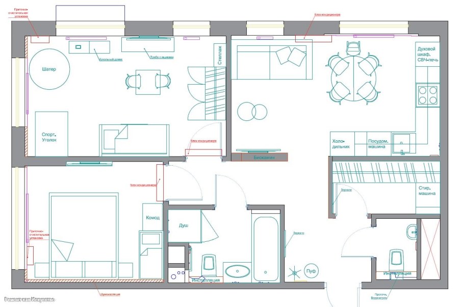 Планировка гостиной