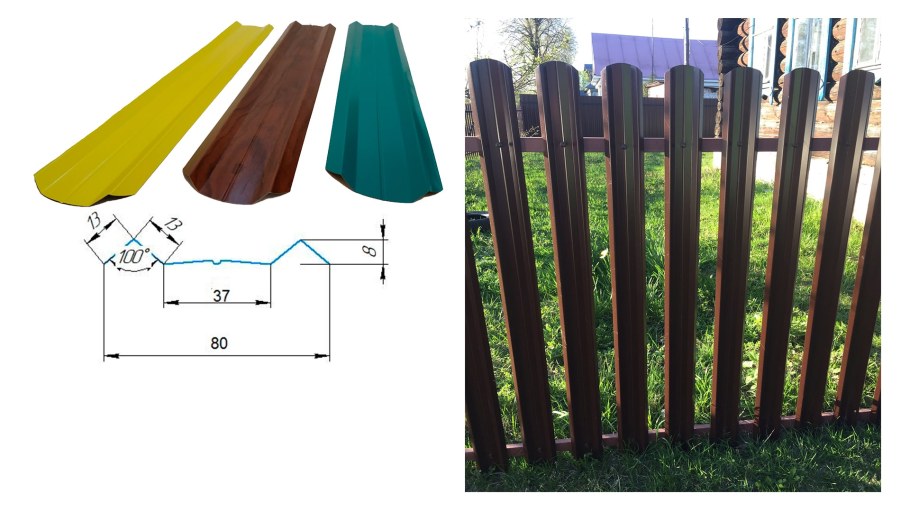 Штакетник Твин фигурный Гранд лайн зеленый