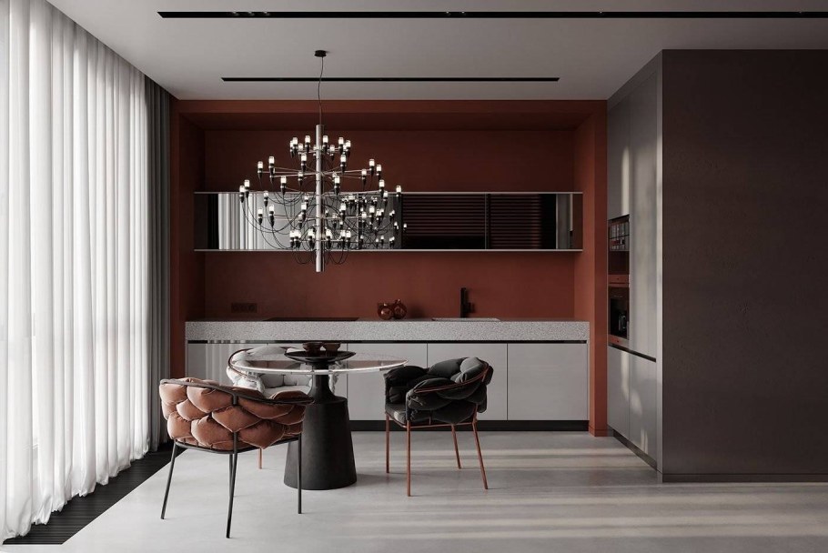 Скрытая кухня в гостиной