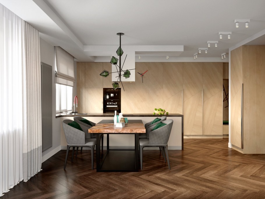 Кухня невидимка в гостиной