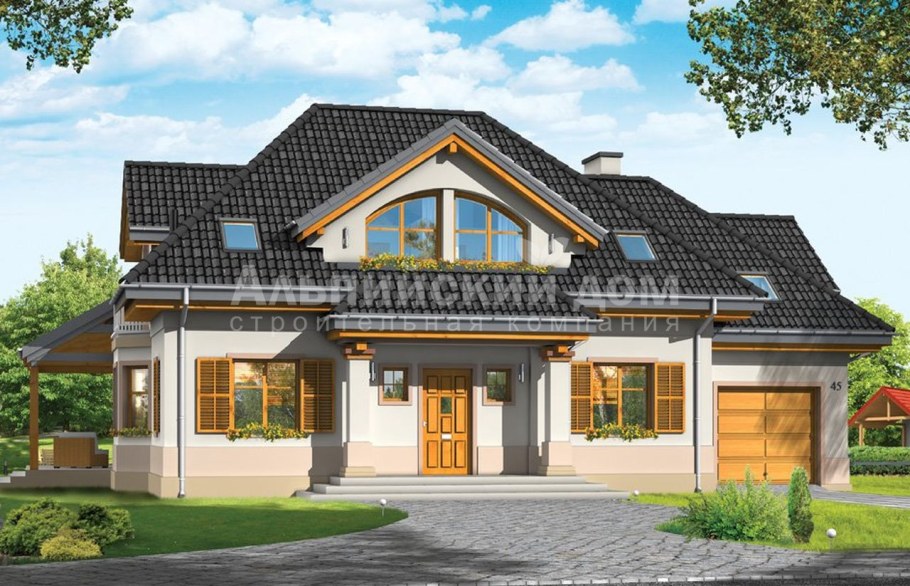 Одноэтажный дом с мансардной крышей