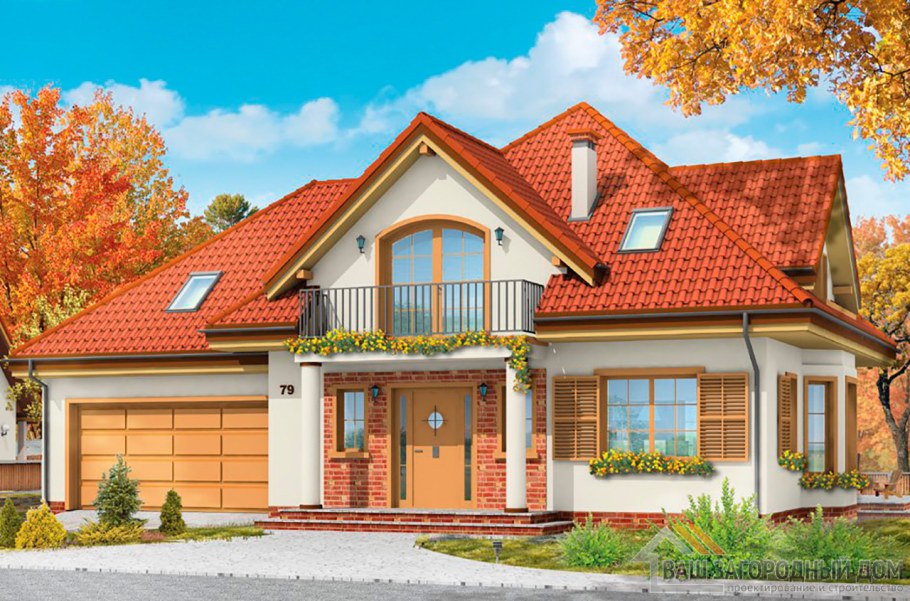 Одноэтажный дом с мансардой 150кв