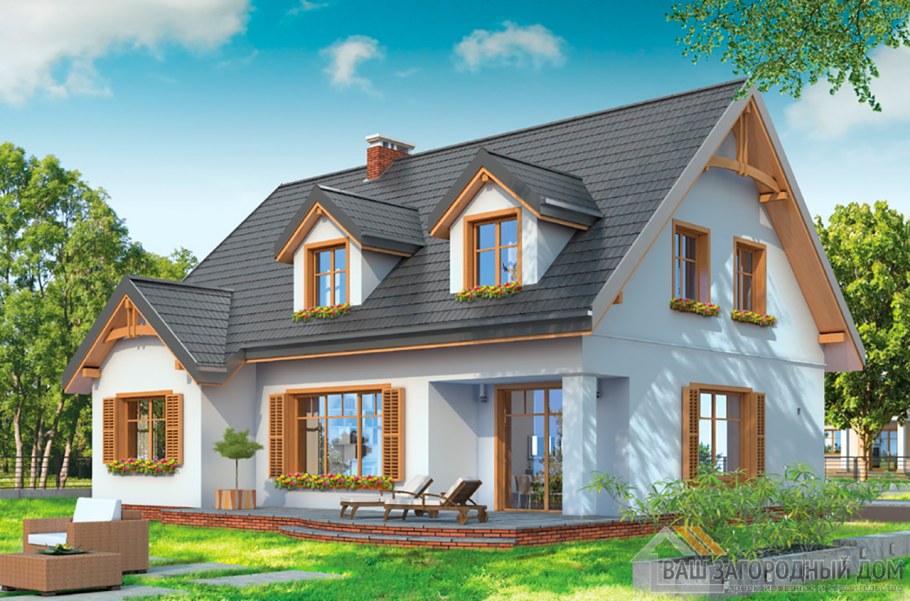 Коттедж с мансардной крышей