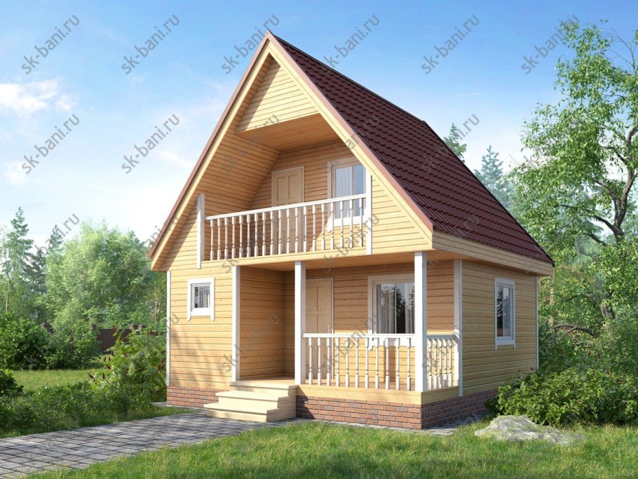 Баня-дом двухэтажная из бруса 6х6