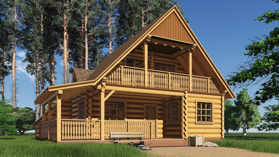 Баня из ОЦБ С мансардой