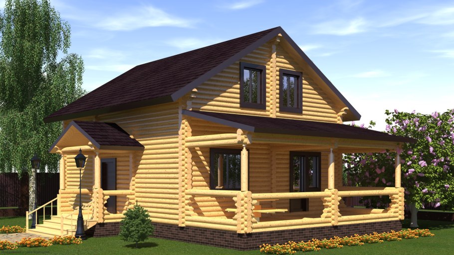 Баня-дом двухэтажная из бревна 6 на6