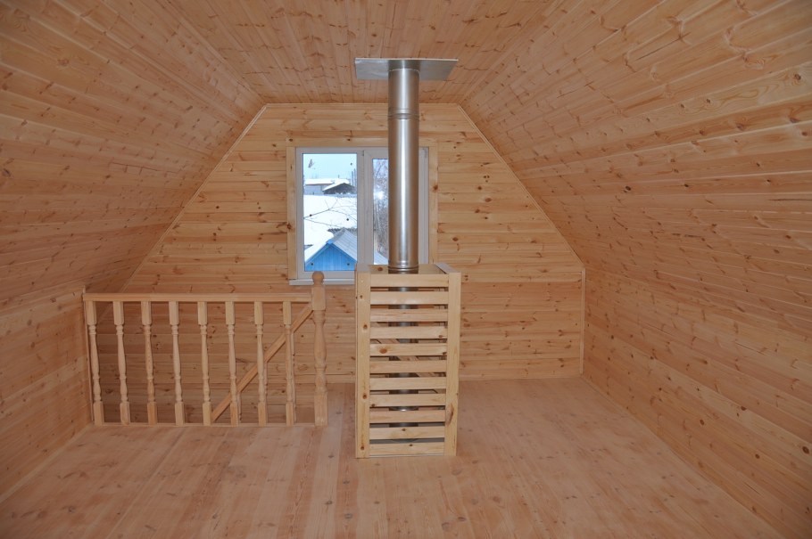 Каркасная баня 6х6 с мансардой внутри