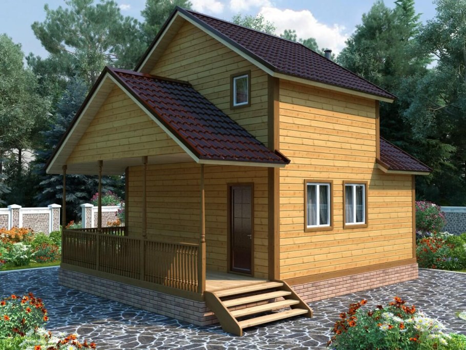 Дом-баня из бруса 6х6