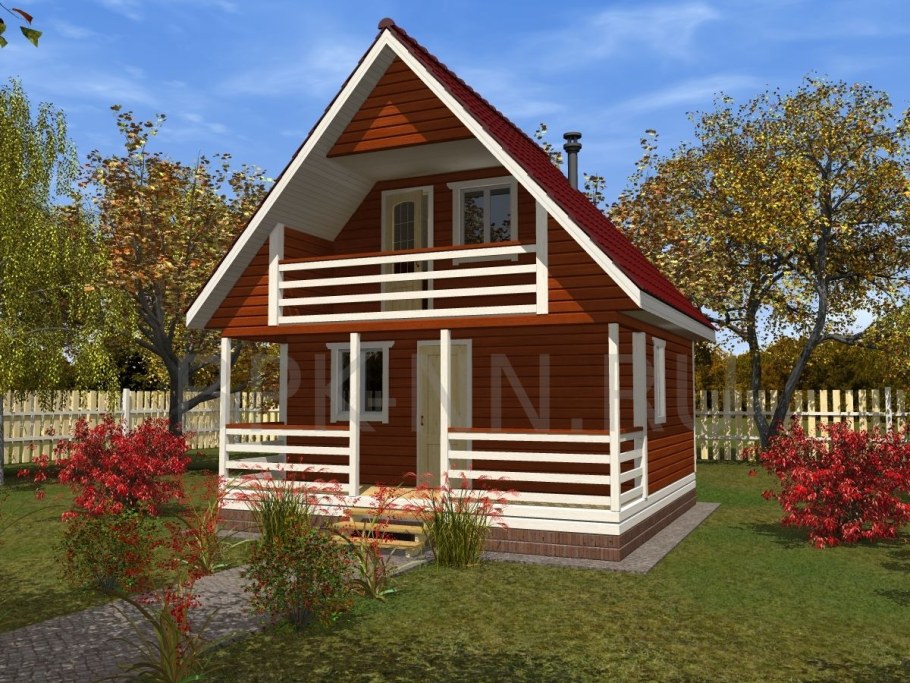 Баня-дом двухэтажная из бруса 6х6