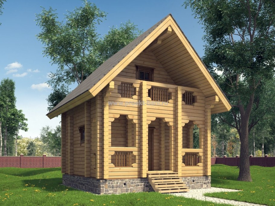 Баня-дом двухэтажная из бруса 6х6
