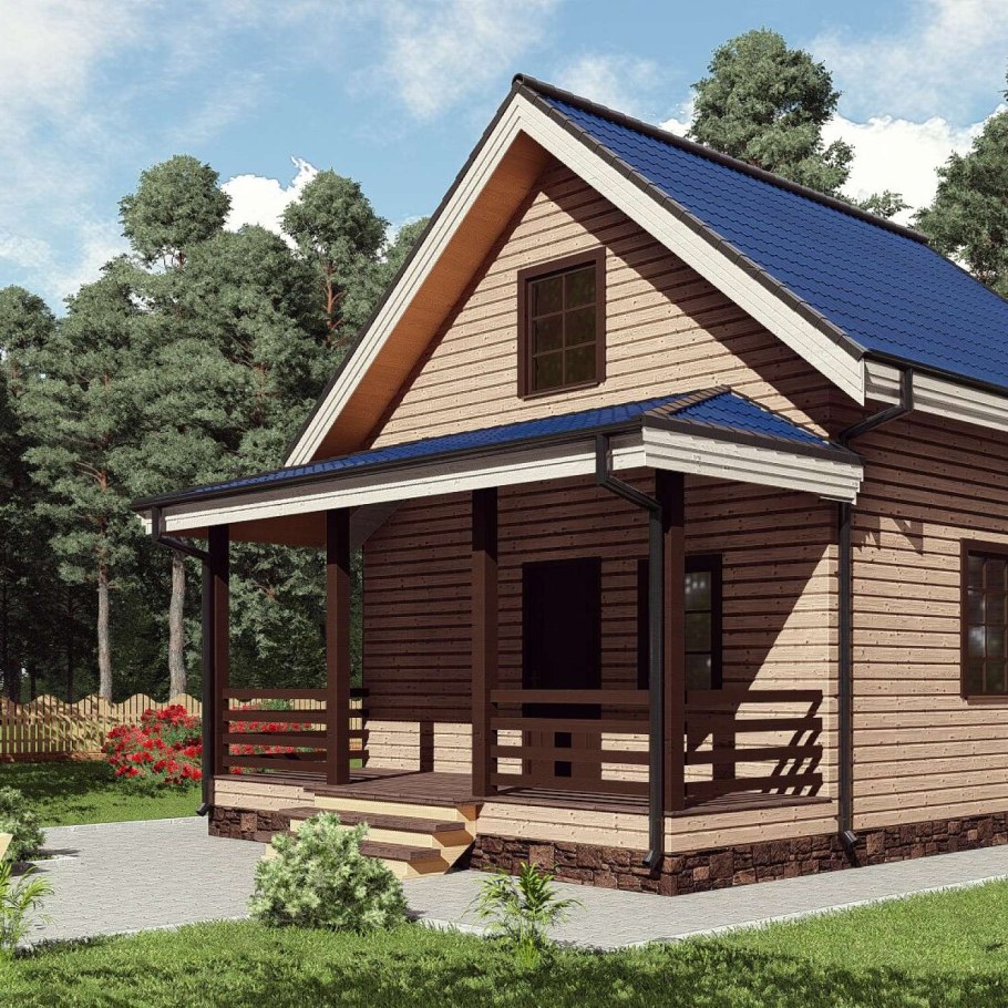 Баня 6х8 с террасой