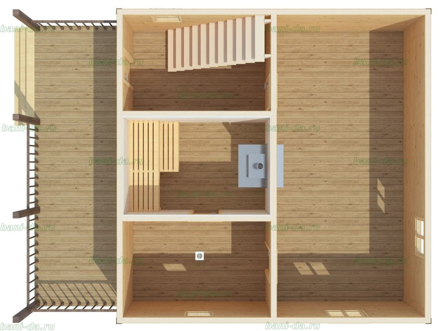 Каркасная двухэтажная баня 6x3