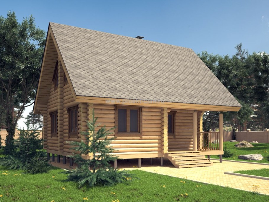 Баня из оцилиндрованного бревна проекты 6х6