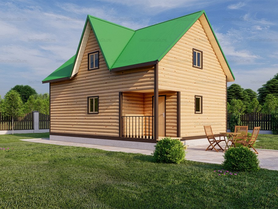 Дом 6х6 с двухскатной крышей