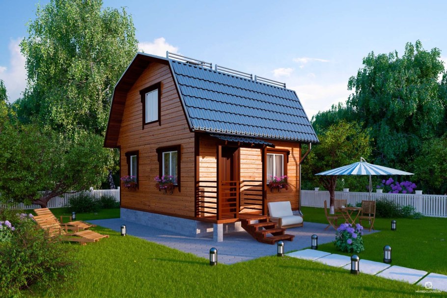 Проект дом-баня с мансардой дачный