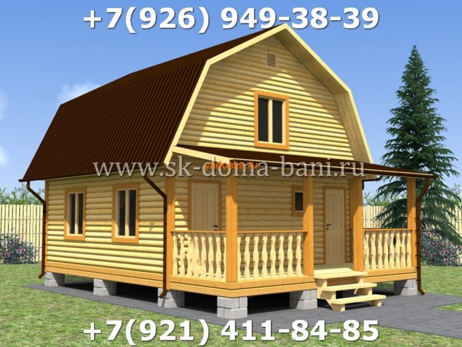 Двухэтажная баня из бруса 6х8