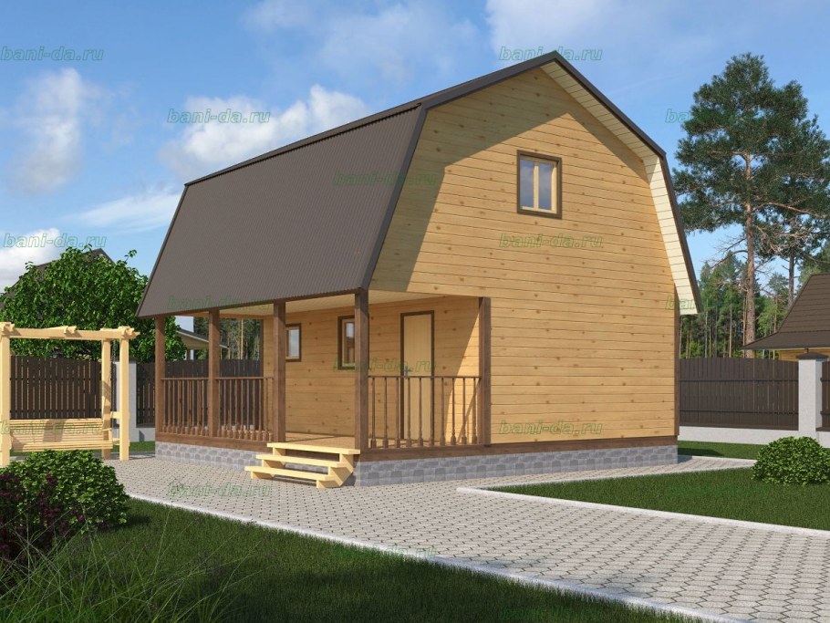 Каркасный дом баня 6х6