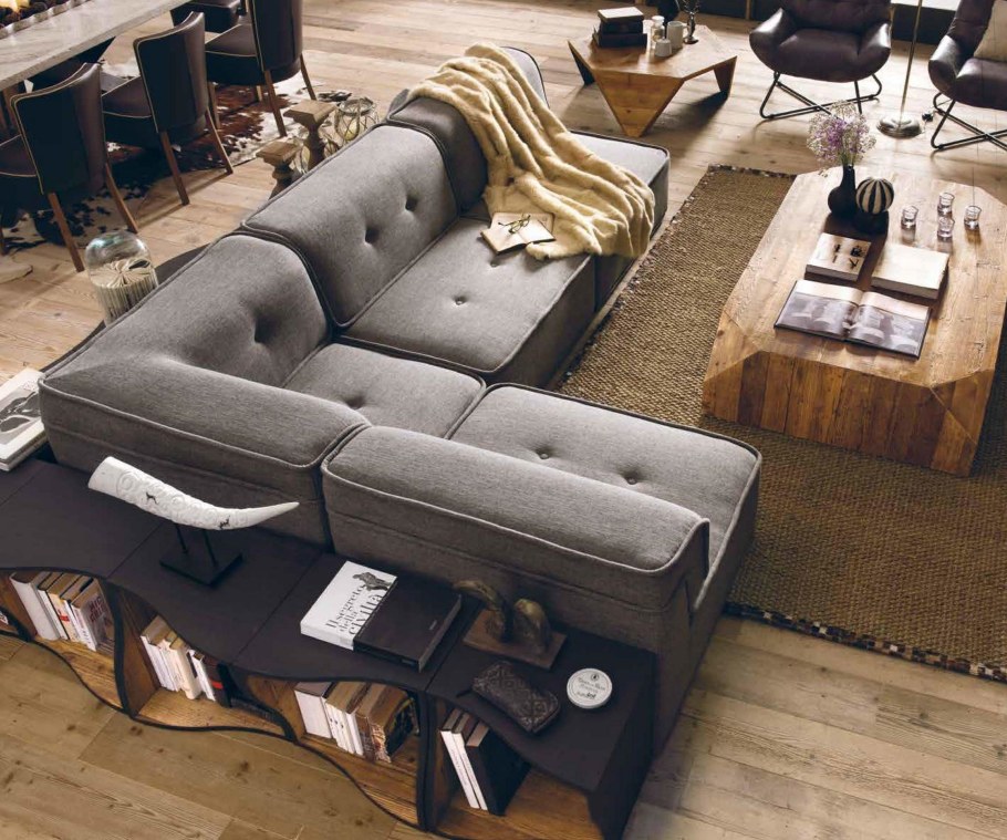 Гостиная с кожаной мебелью