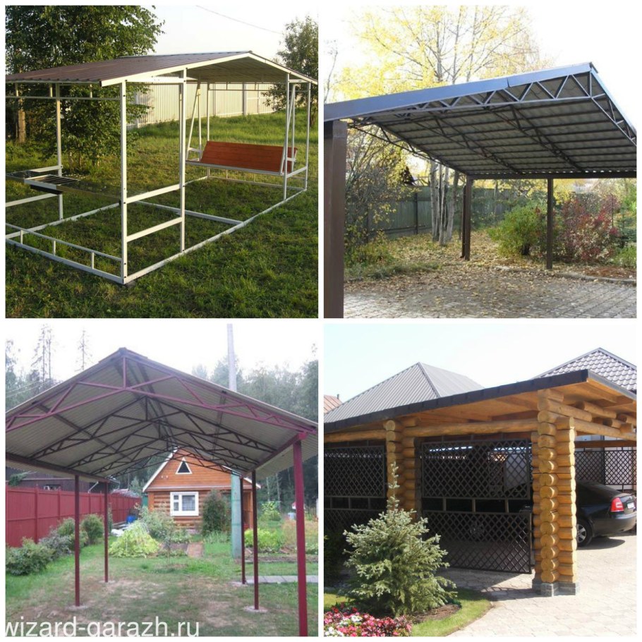 Навес из профнастила для дачи