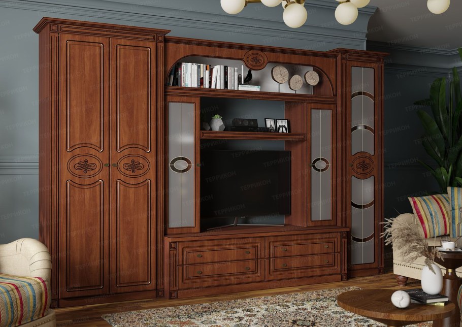 Деревянная стенка в гостиную