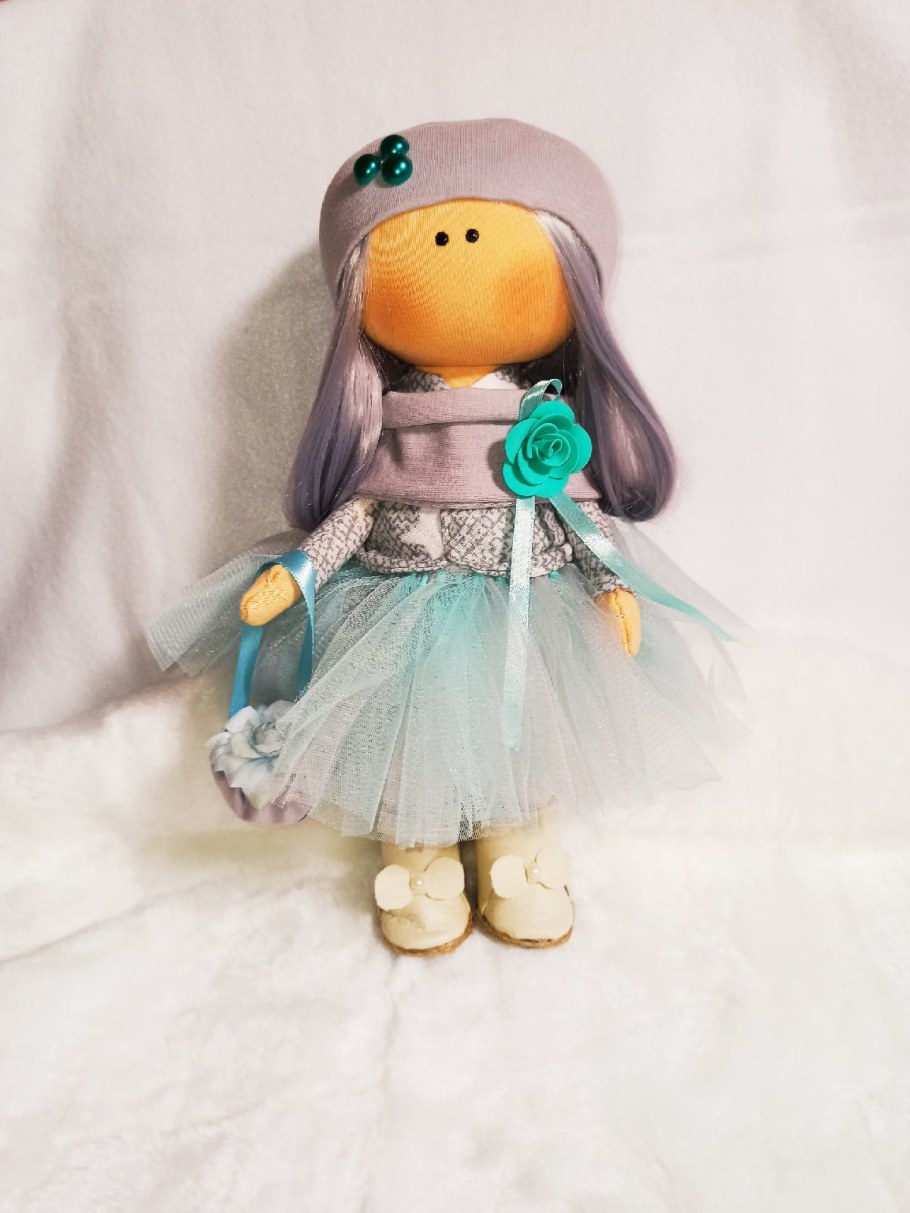Интерьерная кукла в голубом