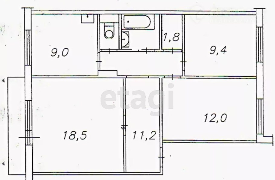 Планировка 2 комнатной квартиры в панельном доме 5 этажей