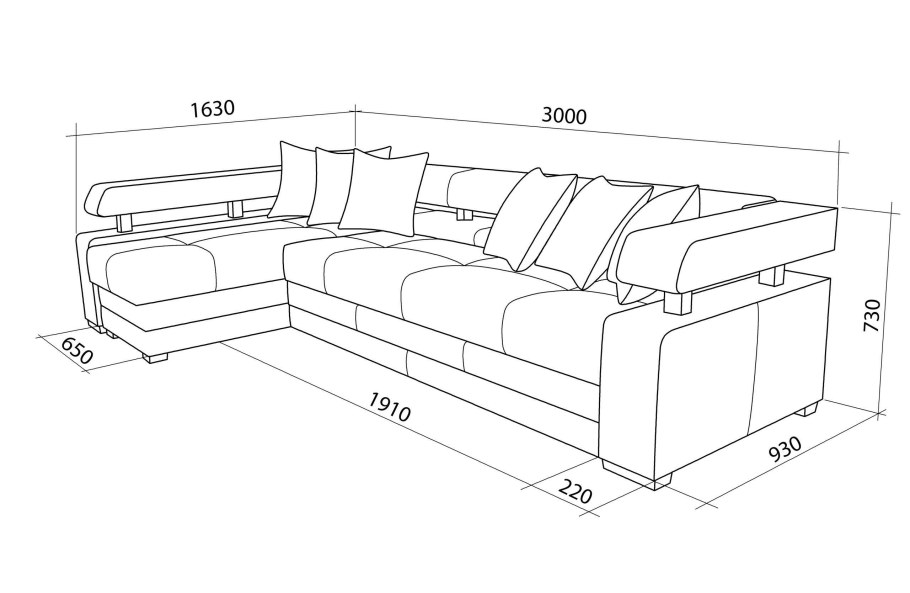 Угловой диван габариты 2100х1500