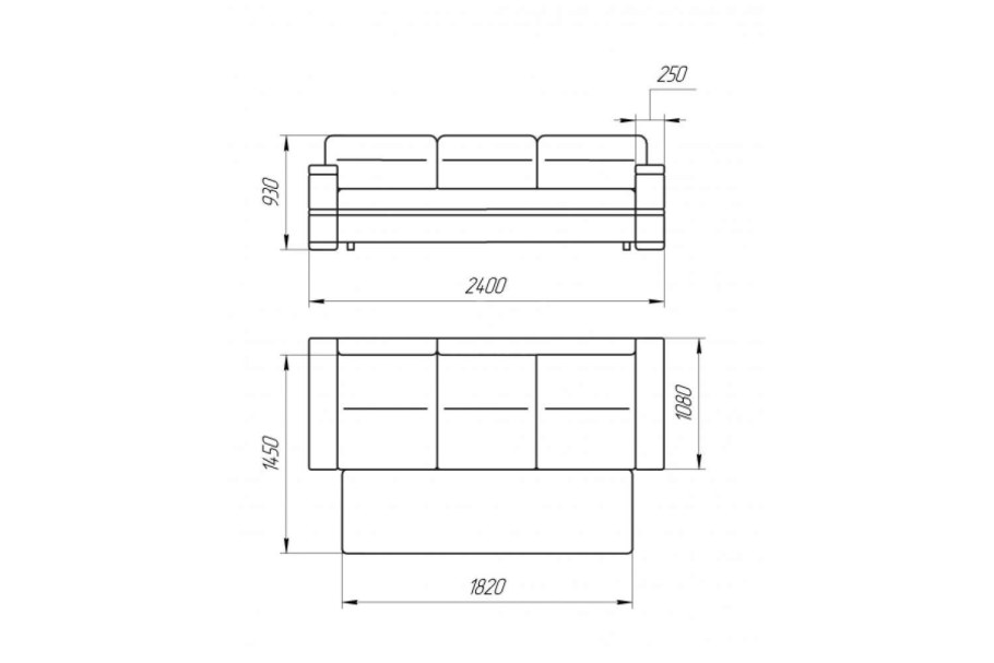 Стандартные габариты дивана