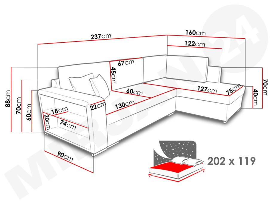 Угловой диван габариты 2500х2000