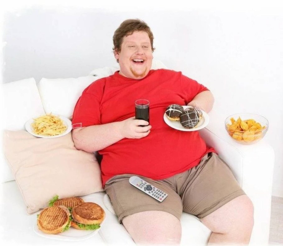 Толстый человек на диване