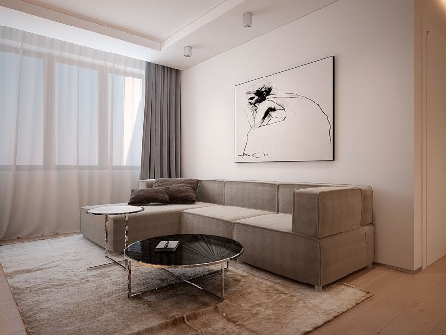 Гостиная в современном стиле с угловым диваном