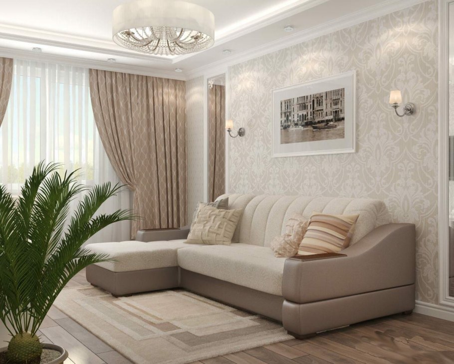 Светлая гостиная в хрущевке