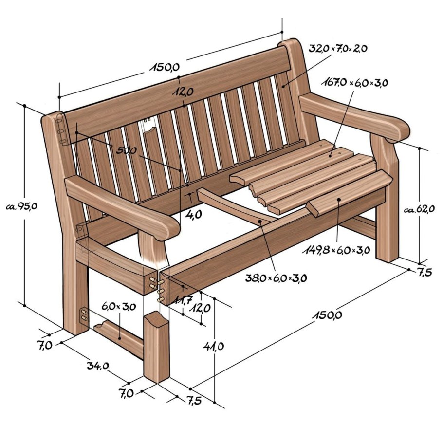 Скамейка из обрезной доски