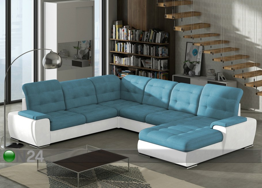 Бело голубой диван