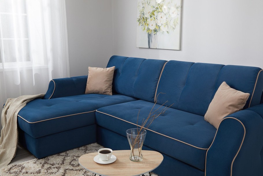Диван угловой Дубай Dark Blue еврокнижка
