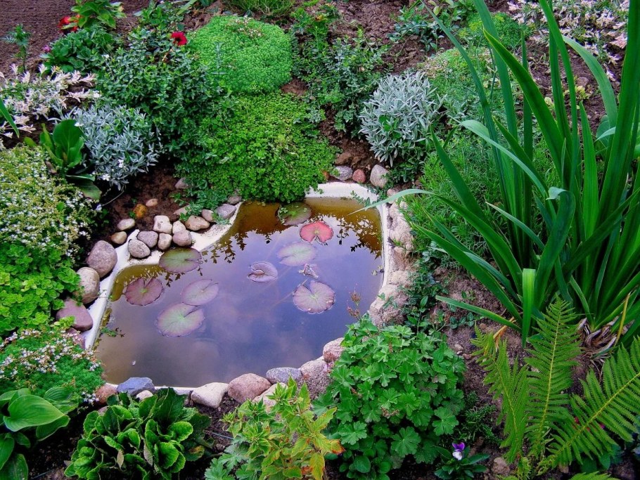 Декор пластикового пруда